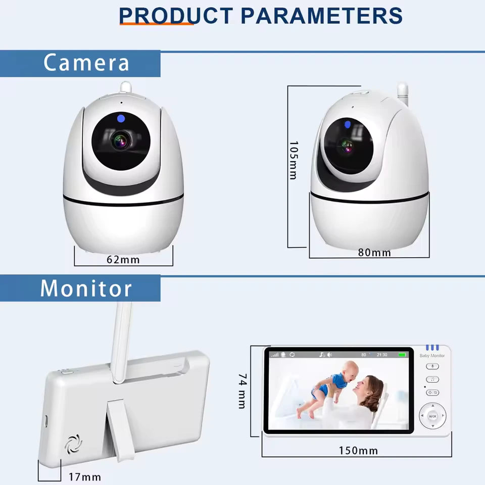 All-in-One Baby Monitor – 5" Screen, Pan-Tilt, VOX, Night Vision