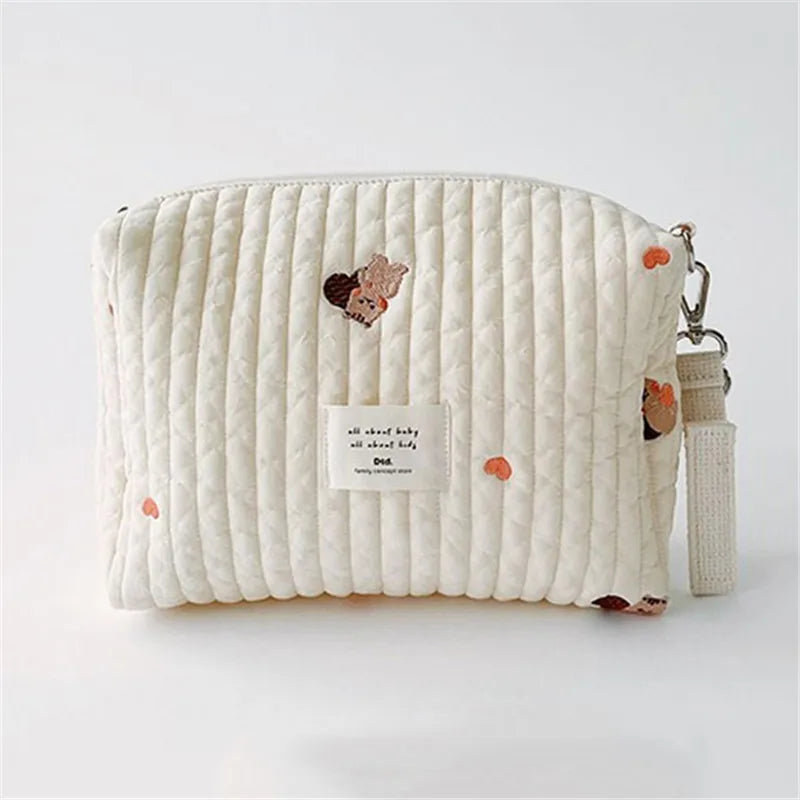 Portable Stroller Nappy Bag Quilted Baby Diaper Caddy Organizer Embroidered Mommy Bags Babies Accessories Changing Bag Storage