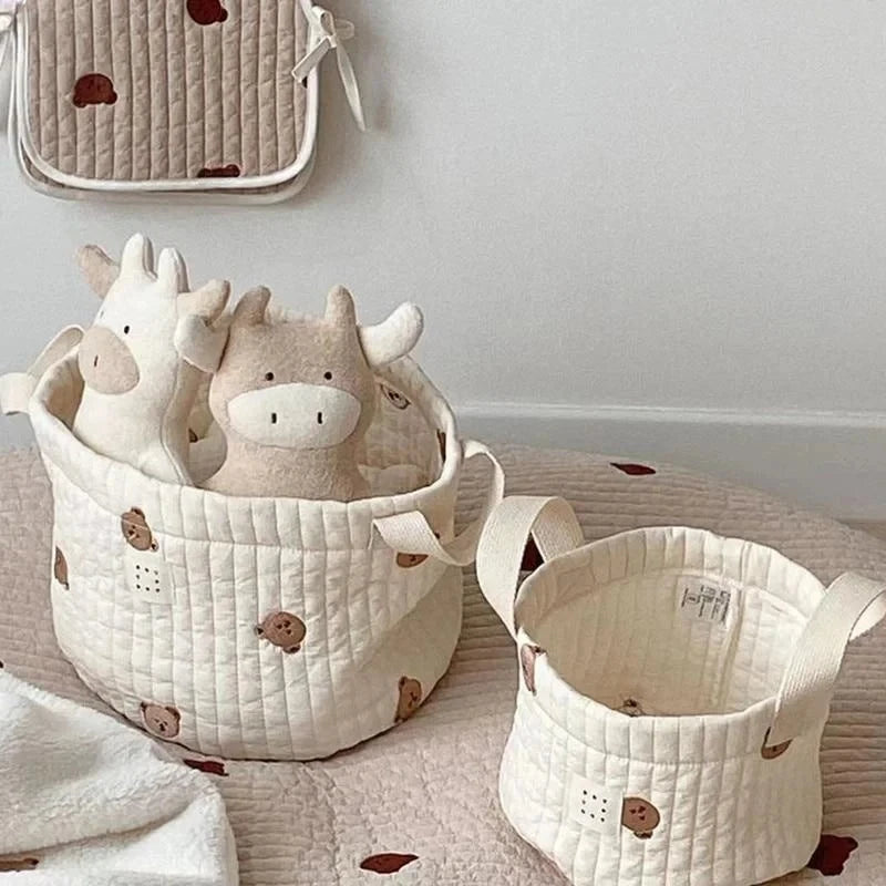 Baby Bags Cute Bear Embroidery Diaper Bag Caddy Nappy Cart Storage Mummy Maternity Bag for Newborn Diapers Toys Organizers