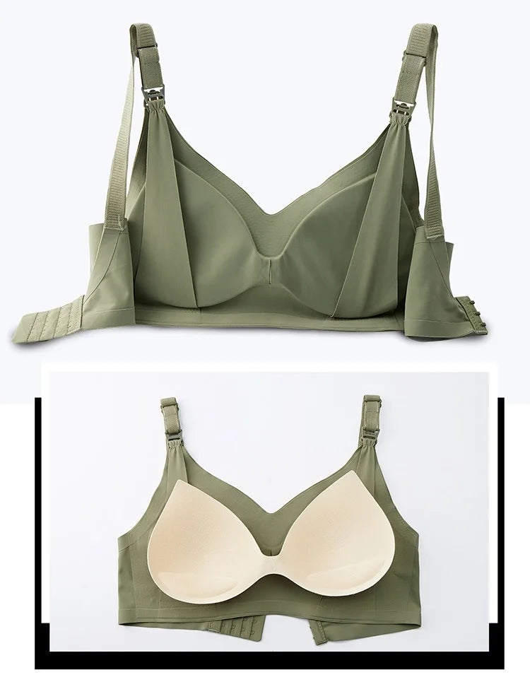 Ultra-Thin Laser Cut Nursing Bra – Push-Up, Removable Pads, Plus Size
