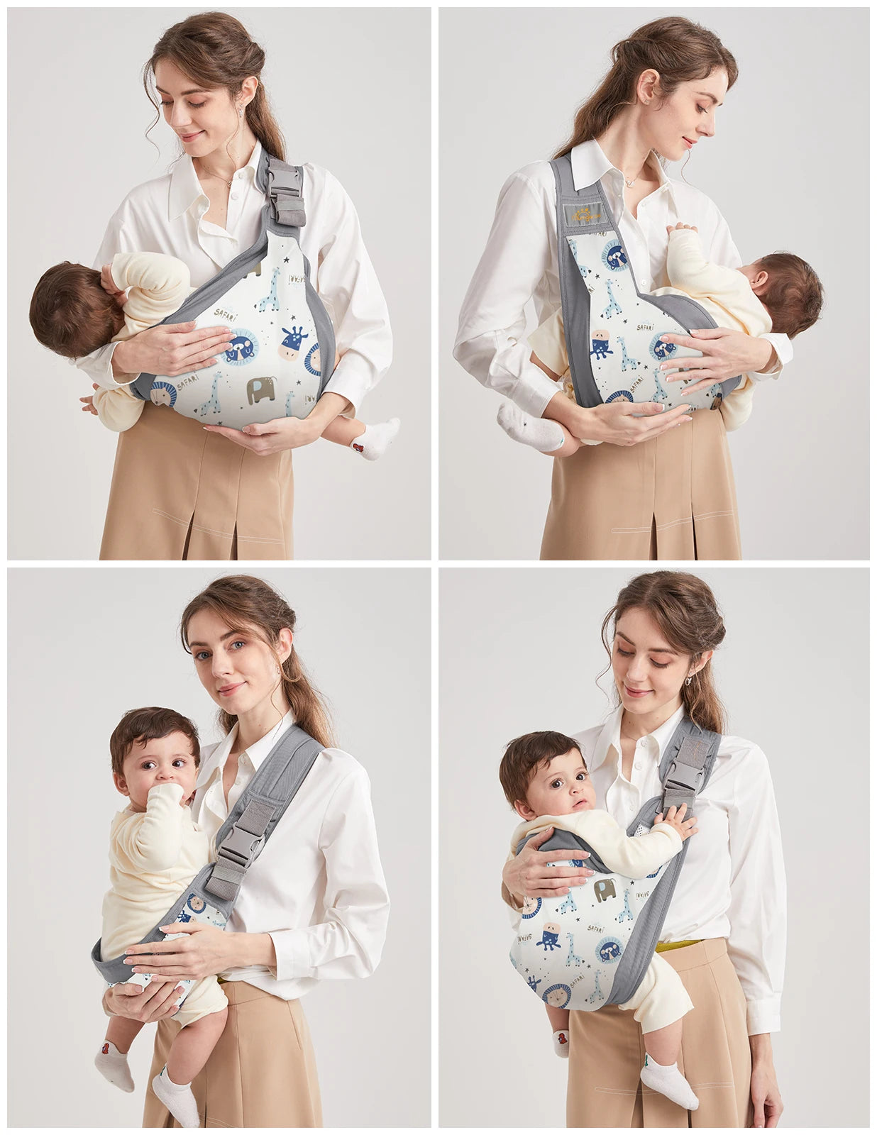 Baby Sling, Adjustable Baby Sling Carrier with Thick Shoulder Straps for Newborn, Infant, Toddler, 0-36 Months (Cartoon)