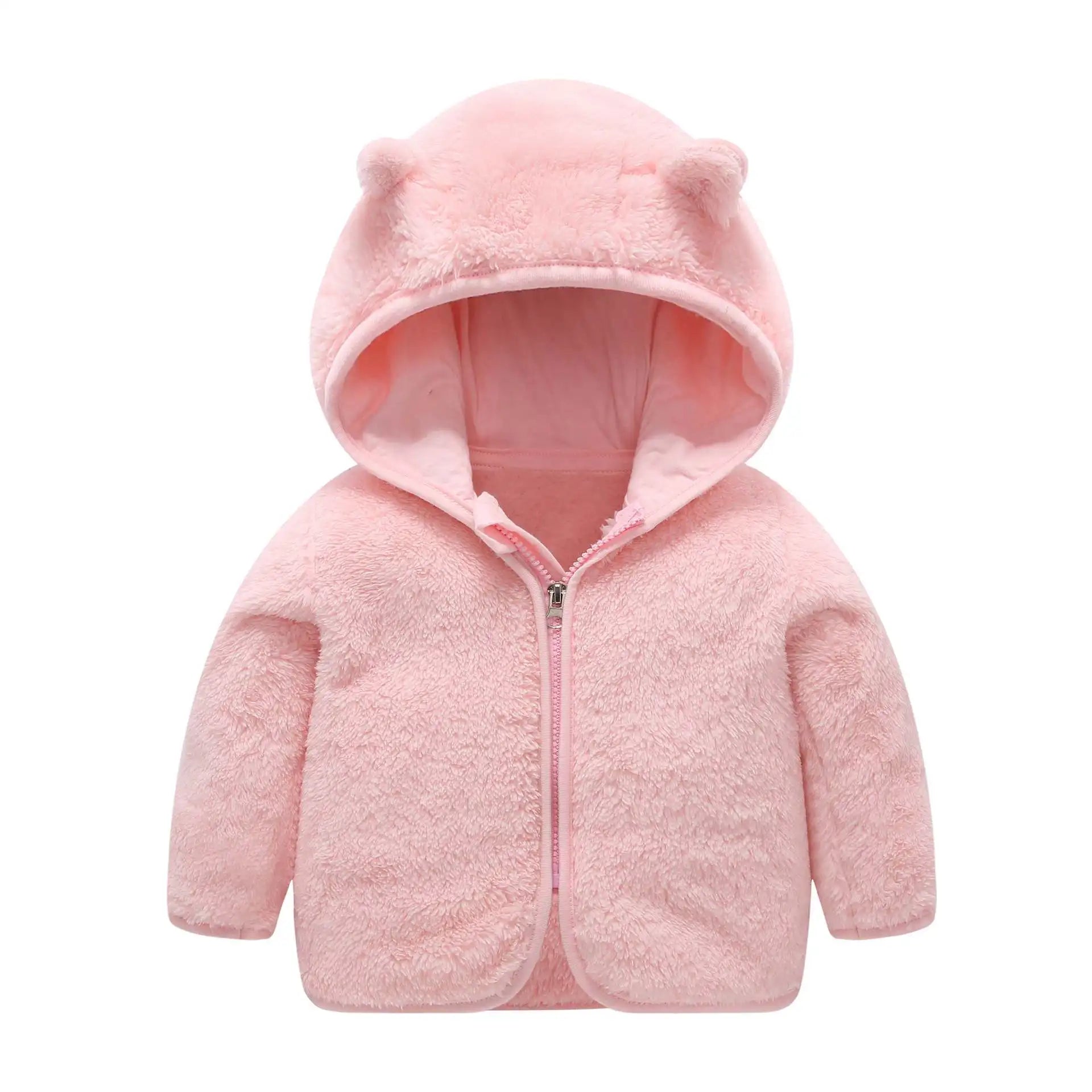 Spring and Autumn Children's Fleece Coat Baby Bear Ears Long Sleeve Warm Jacket 0-3 Years Old Child Clothing