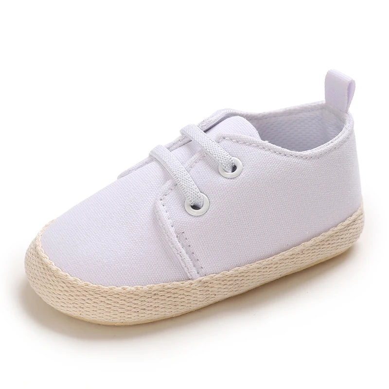 White Soft-Soled Infant Sneakers – Non-Slip Shoes (0–18M)