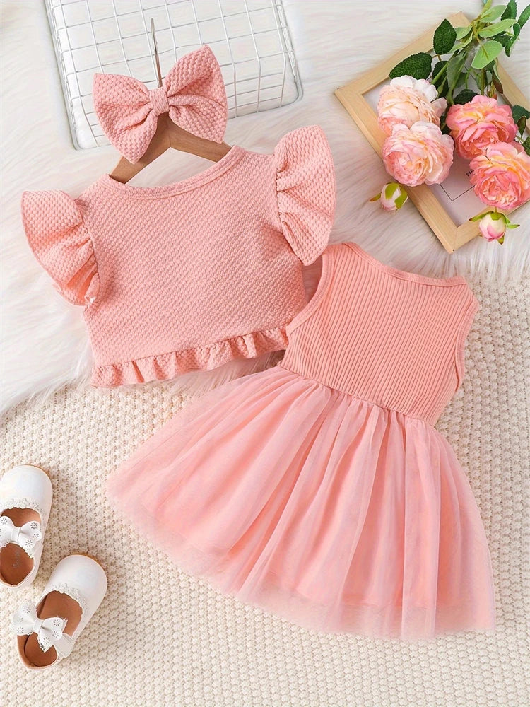 2024 Baby Girl Lace Mesh Summer Dress – Sleeveless Floral Vest