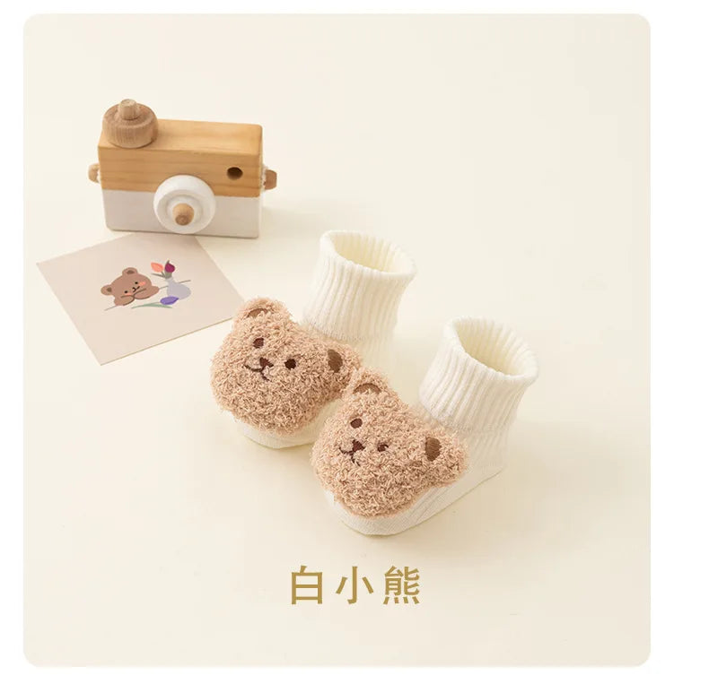 Cute Cartoon Bear Baby Socks – Anti-Slip Cotton (Spring & Autumn)