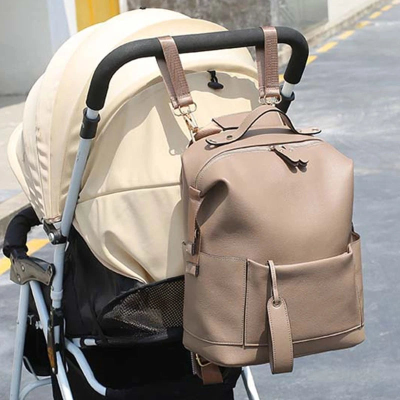 Multifunction Leather Baby Changing Bag Large Capacity