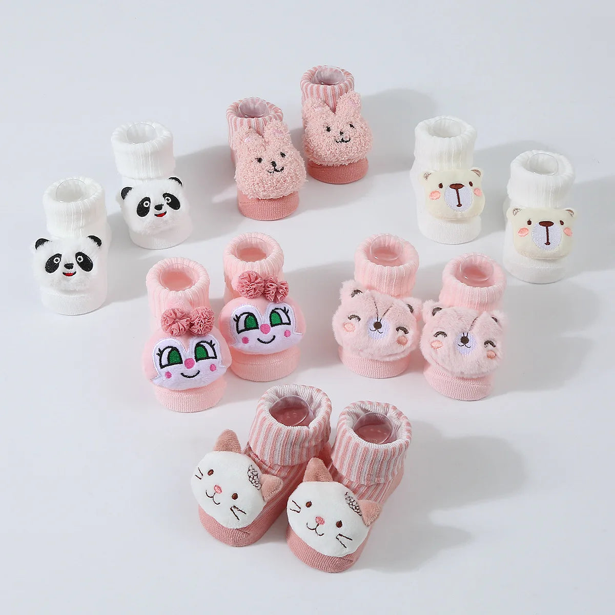 3D Doll Cotton Baby Tube Socks – Newborn (0–6 Months)