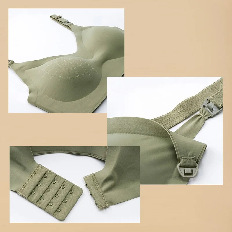 Ultra-Thin Laser Cut Nursing Bra – Push-Up, Removable Pads, Plus Size
