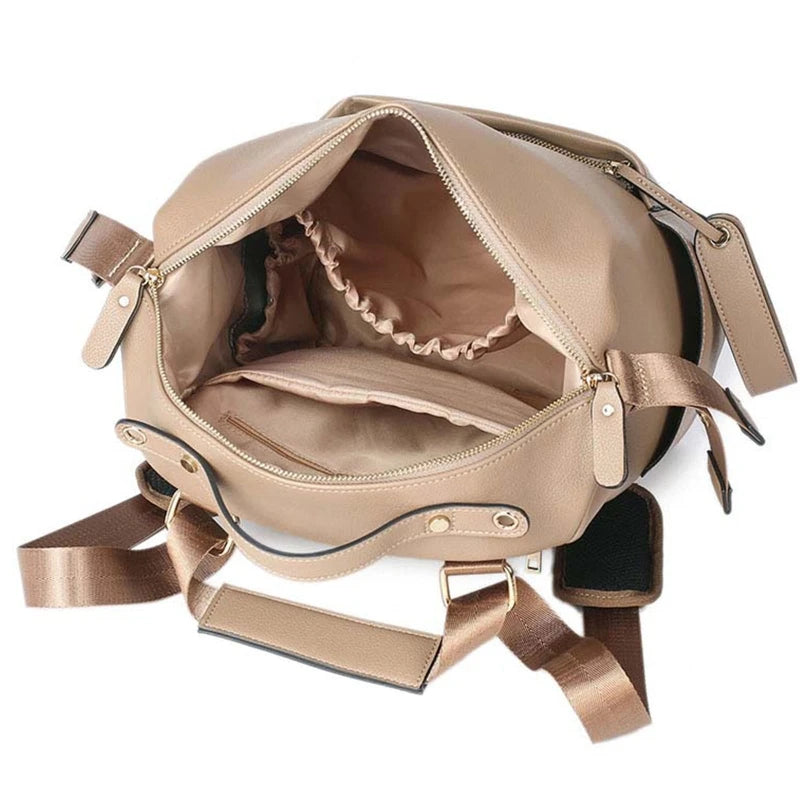 Multifunction Leather Baby Changing Bag Large Capacity