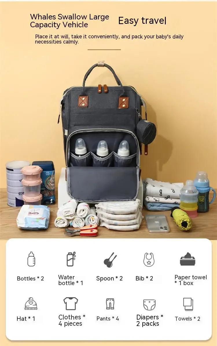 Diaper Bag with Changing Station 3 in 1 Baby Diaper Backpack with Foldable Changing Pad, Large Travel Back Pack for Girl Boy