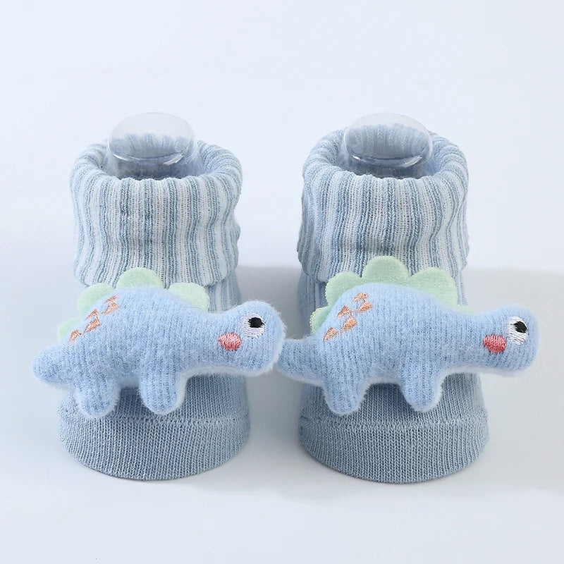 Cute Dinosaur Baby Socks – Soft Cotton Anti-Slip (0–12 Months)