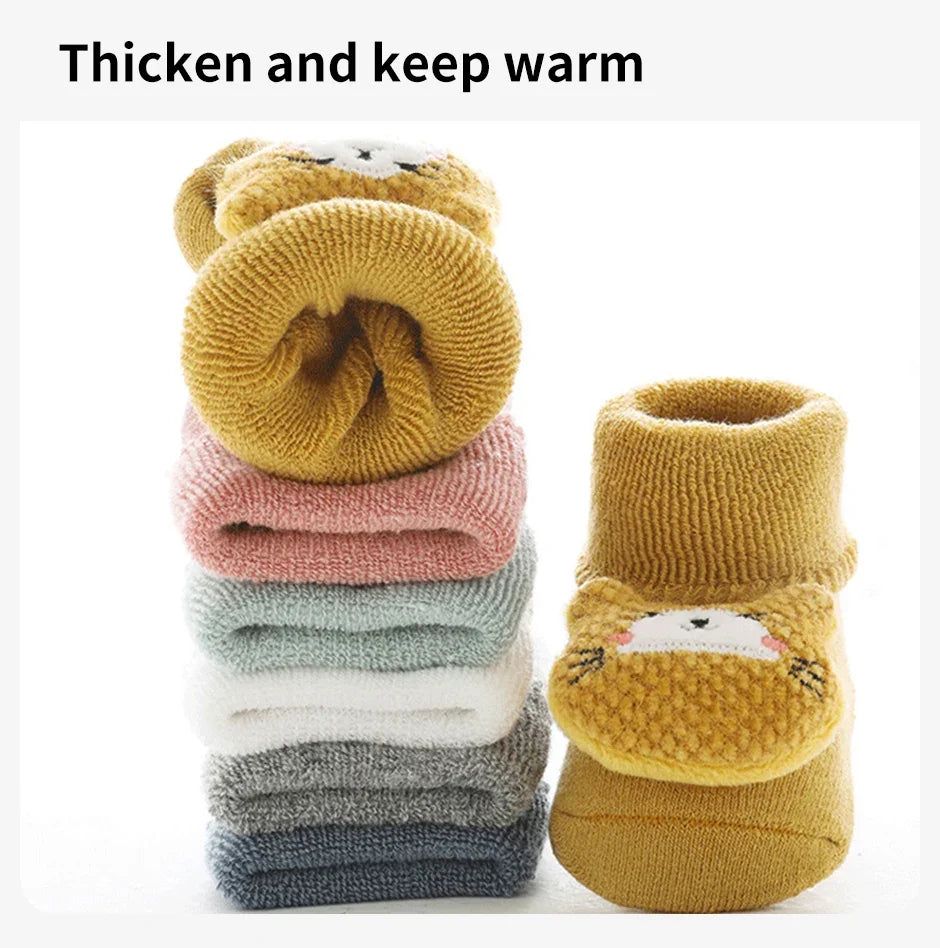 Warm Anti-Slip Cartoon Baby Socks – Winter Indoor (Unisex)