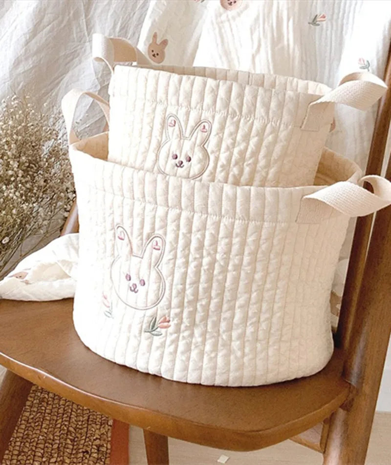 Baby Diaper Storage Bag Toys Blocks Organizer Bag Bedding Mother Tote Bottle Olives Quilted Embroidery Portable Bucket Bags
