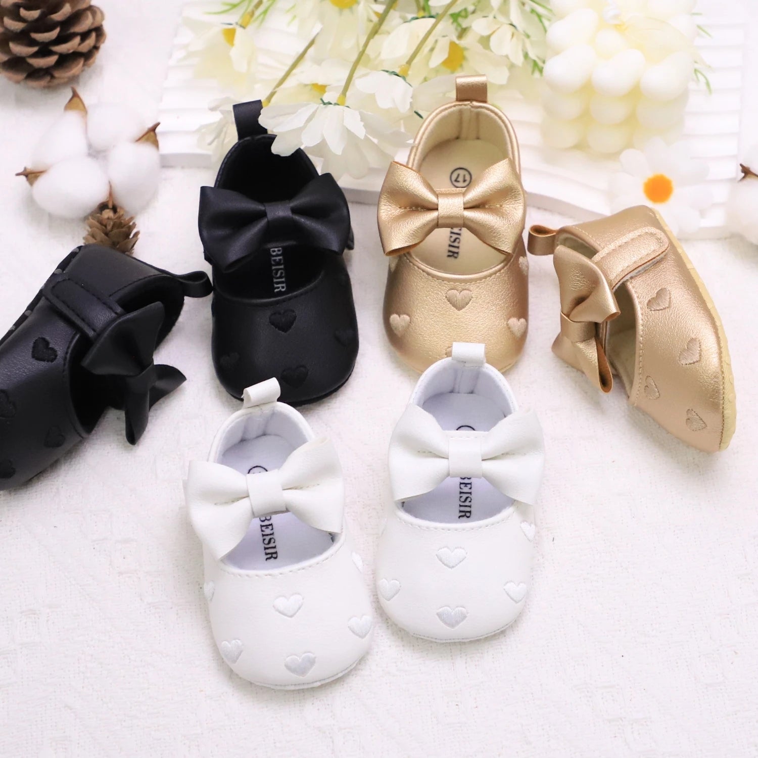 Love Embroidered Baby Girl Shoes – Soft First Step Walkers