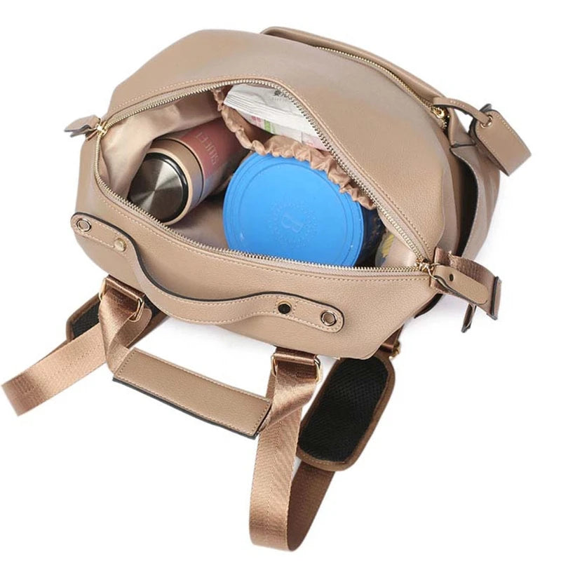 Multifunction Leather Baby Changing Bag Large Capacity