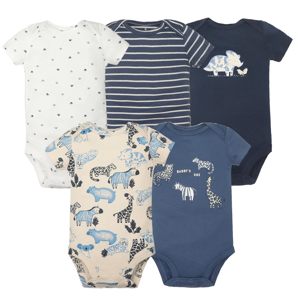 5-Pack Baby Boys Girls Bodysuits 100% Cotton Short Sleeves Kids Clothes 6-24 Month Newborn Baby Clothing bebe Jumpsuit