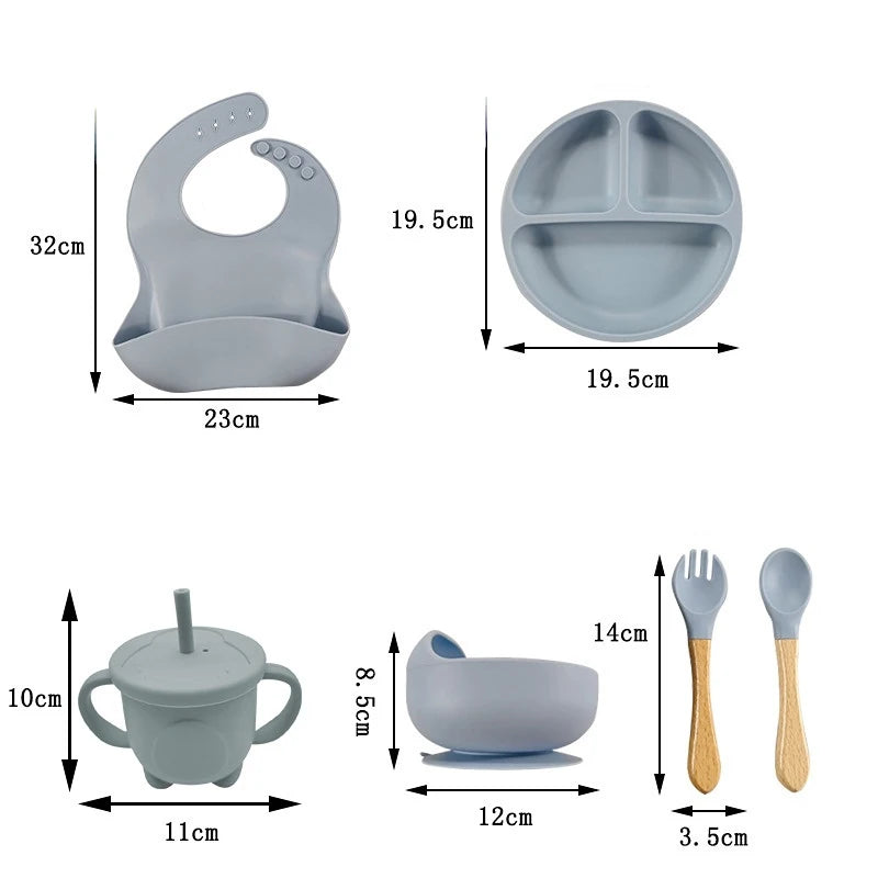 Children’s Silicone Tableware Set – 6/8-Piece Baby Feeding Kit