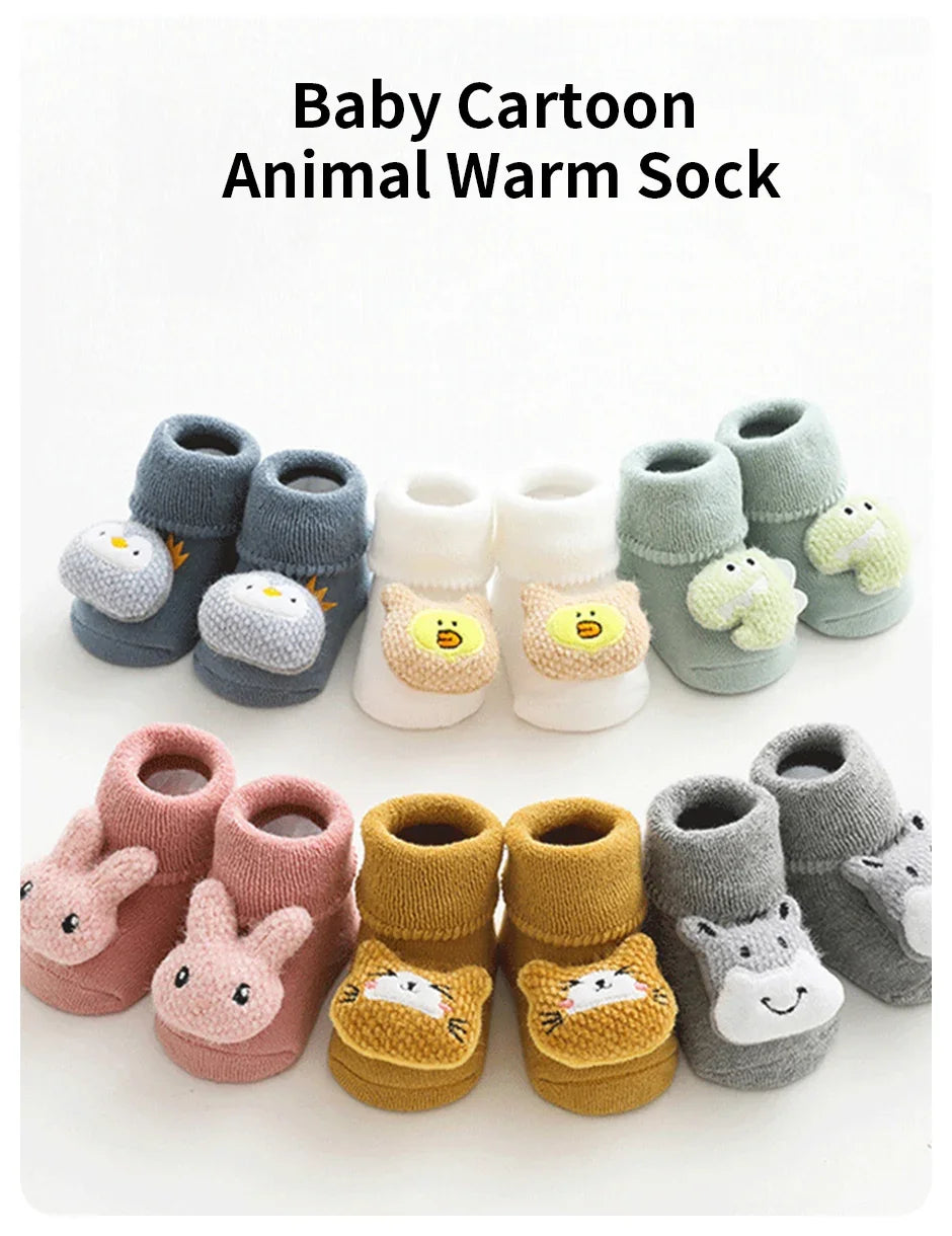 Warm Anti-Slip Cartoon Baby Socks – Winter Indoor (Unisex)