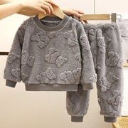 Childrens Pajama Set Warm Autumn and Winter Boys and GirlsThick Home Clothes Baby Plush Clothes KidsClothes