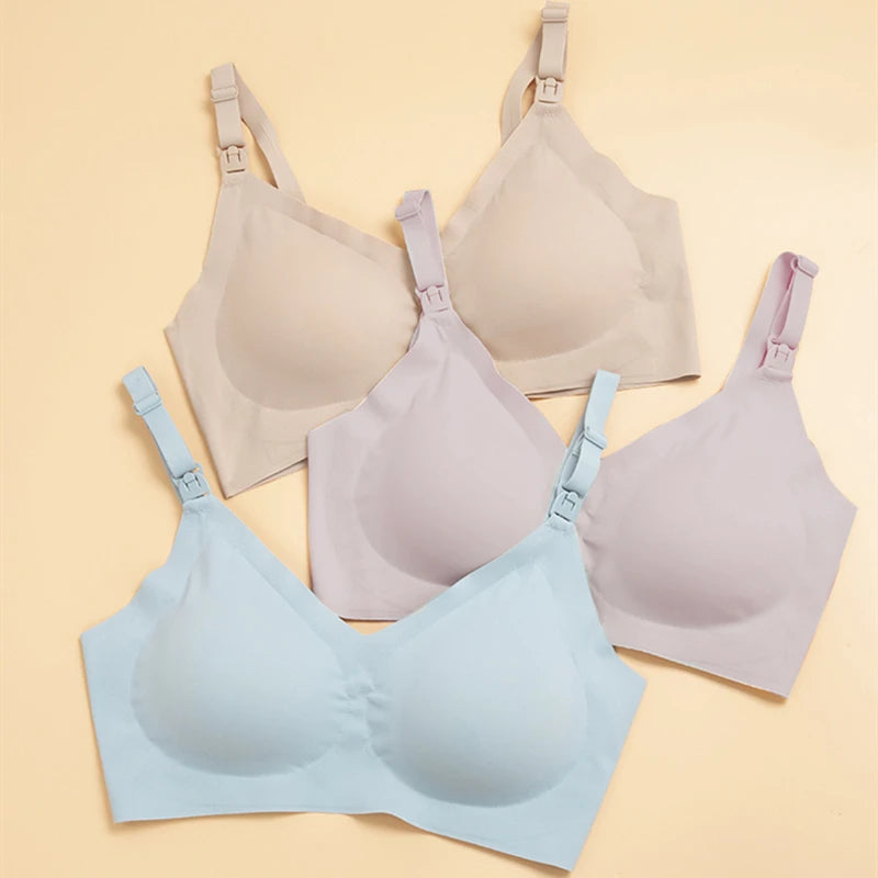 Ultra Thin Laser Cutting Ladies Feeding Bra Seamless Removable Padded Breastfeeding Bras Plus Size Push Up Maternity Support Bra