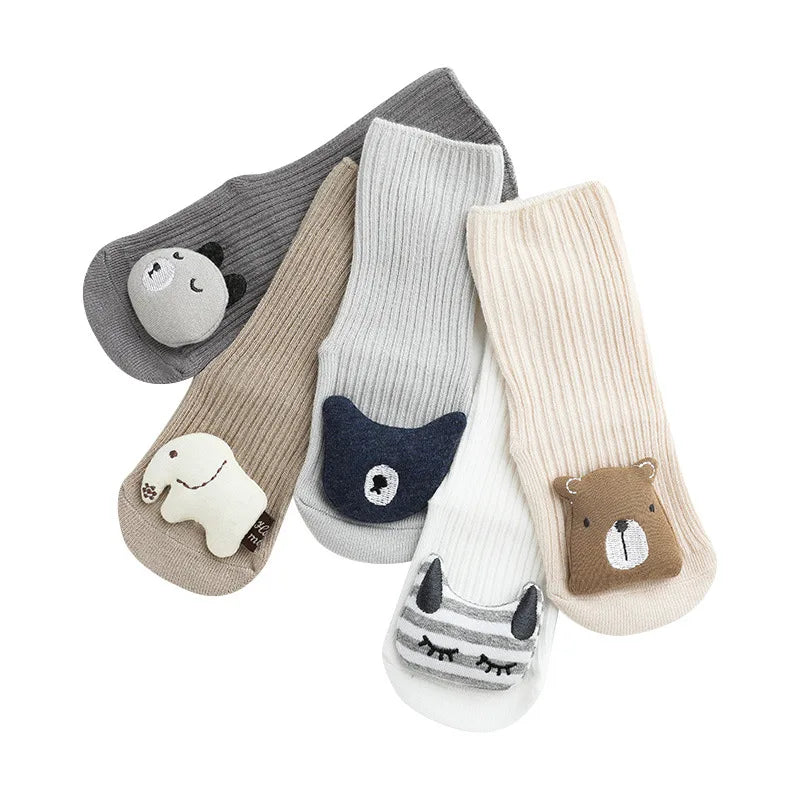 Cartoon Cotton Baby Socks – Non-Slip (Newborn to Toddler)