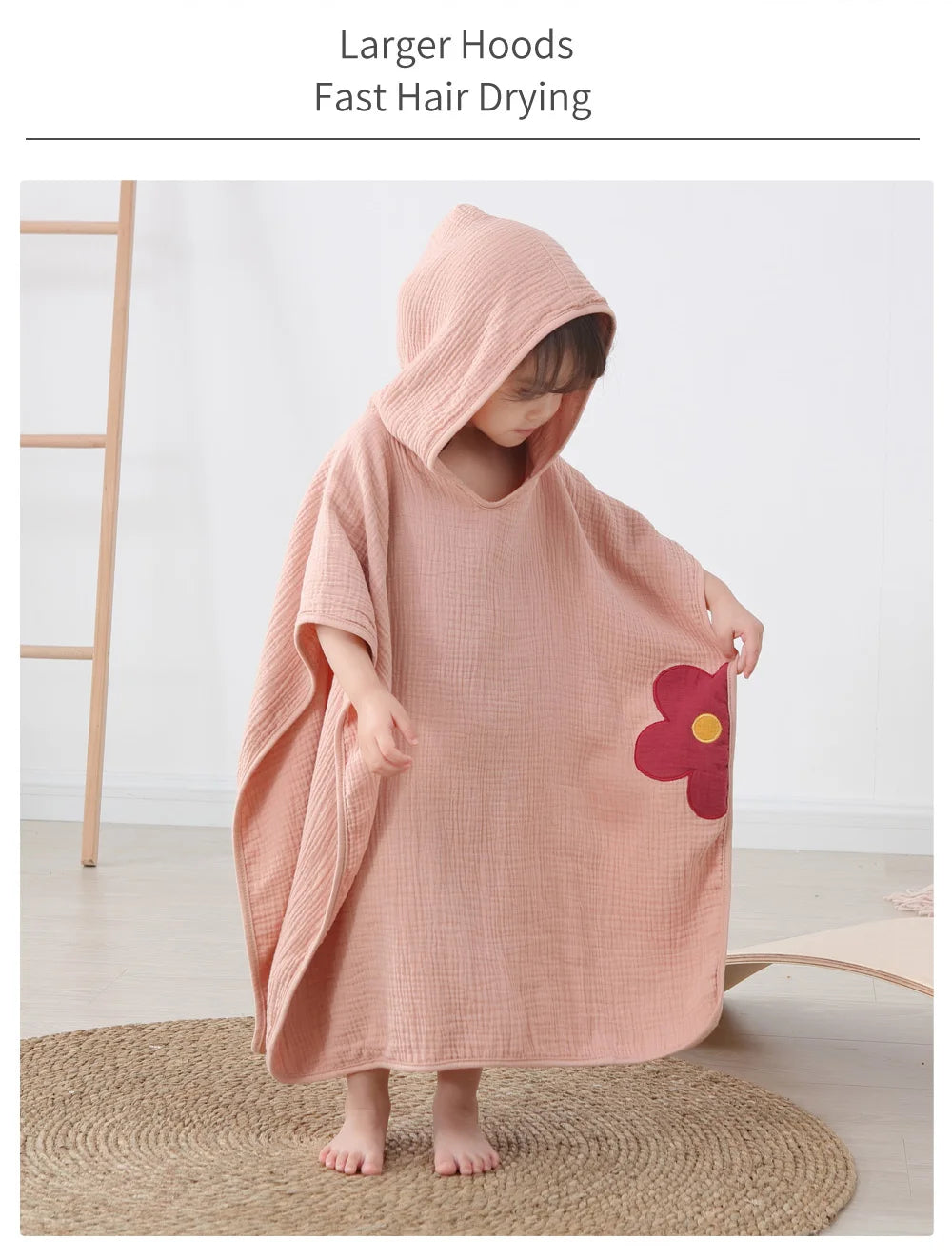 Muslin Baby Hooded Poncho Towel Children's Hooded Bath Towel Soft Kids Beach Bathing Stuff Infant Washcloth