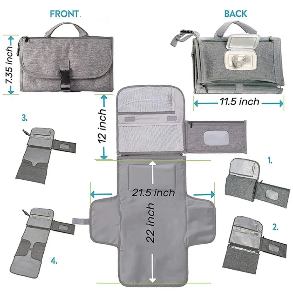 Portable Baby Changing Pad with Pockets