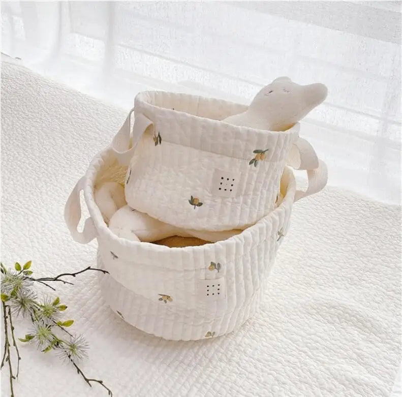 Baby Diaper Storage Bag Toys Blocks Organizer Bag Bedding Mother Tote Bottle Olives Quilted Embroidery Portable Bucket Bags