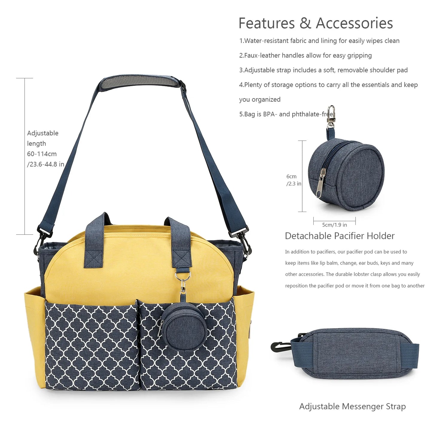 Baby Changing Carrier Bag with  Shoulder Strap Portable Waterproof and Large Capacity