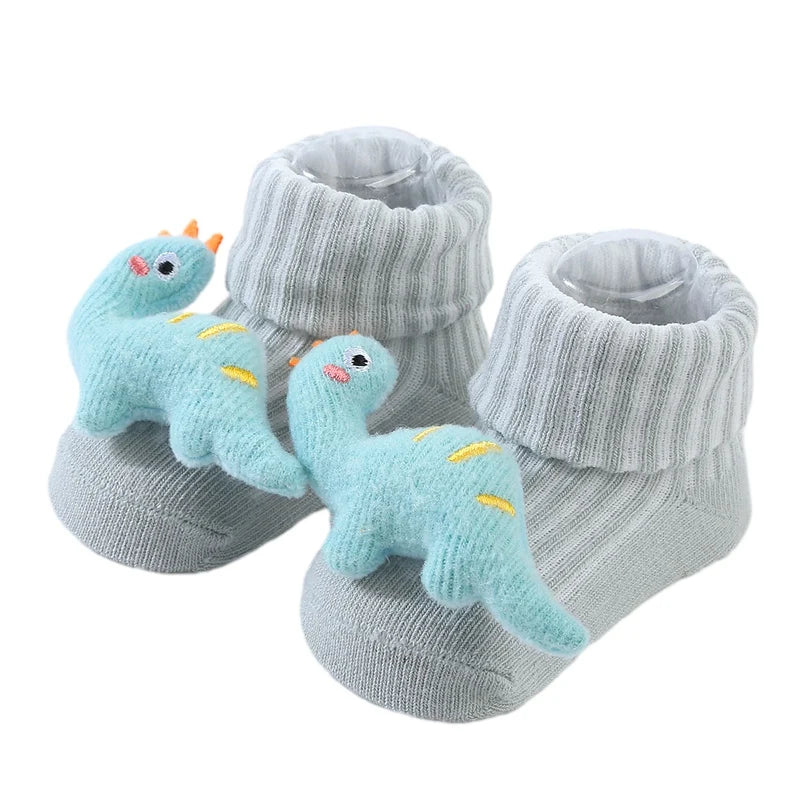 Cute Dinosaur Baby Socks – Soft Cotton Anti-Slip (0–12 Months)