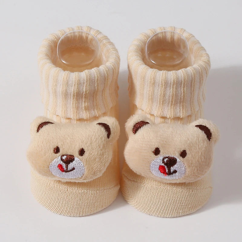 3D Doll Cotton Baby Tube Socks – Newborn (0–6 Months)