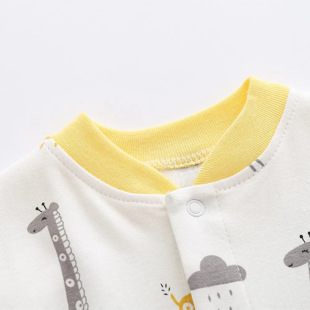 3-12M Autumn Baby jumpsuit Footies long sleeve clothes Infants romper cotton print boys onesies giraffe Cartoon baby underwear