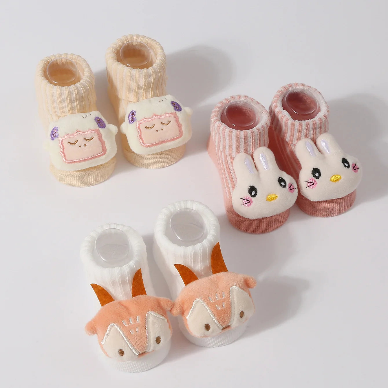 Kawaii 3D Animal Baby Socks – Soft Cotton (0–6 Months)