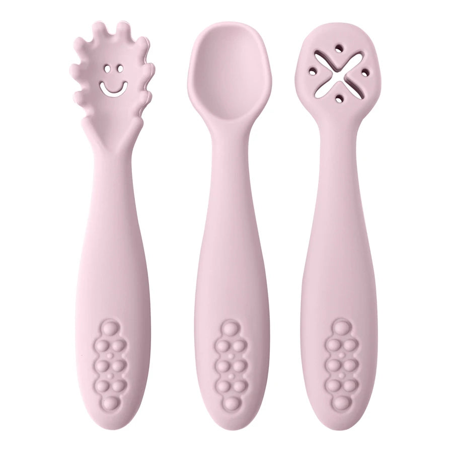 3PCS Baby Learning Spoon Set – Toddler Feeding Utensils