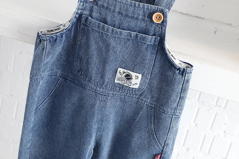 OLEKID 2025 Spring Autumn Korean Style Children Boys 2PCS Clothes Set Printed Letter Hoodie Denim Overalls Infant Baby Boys Suit