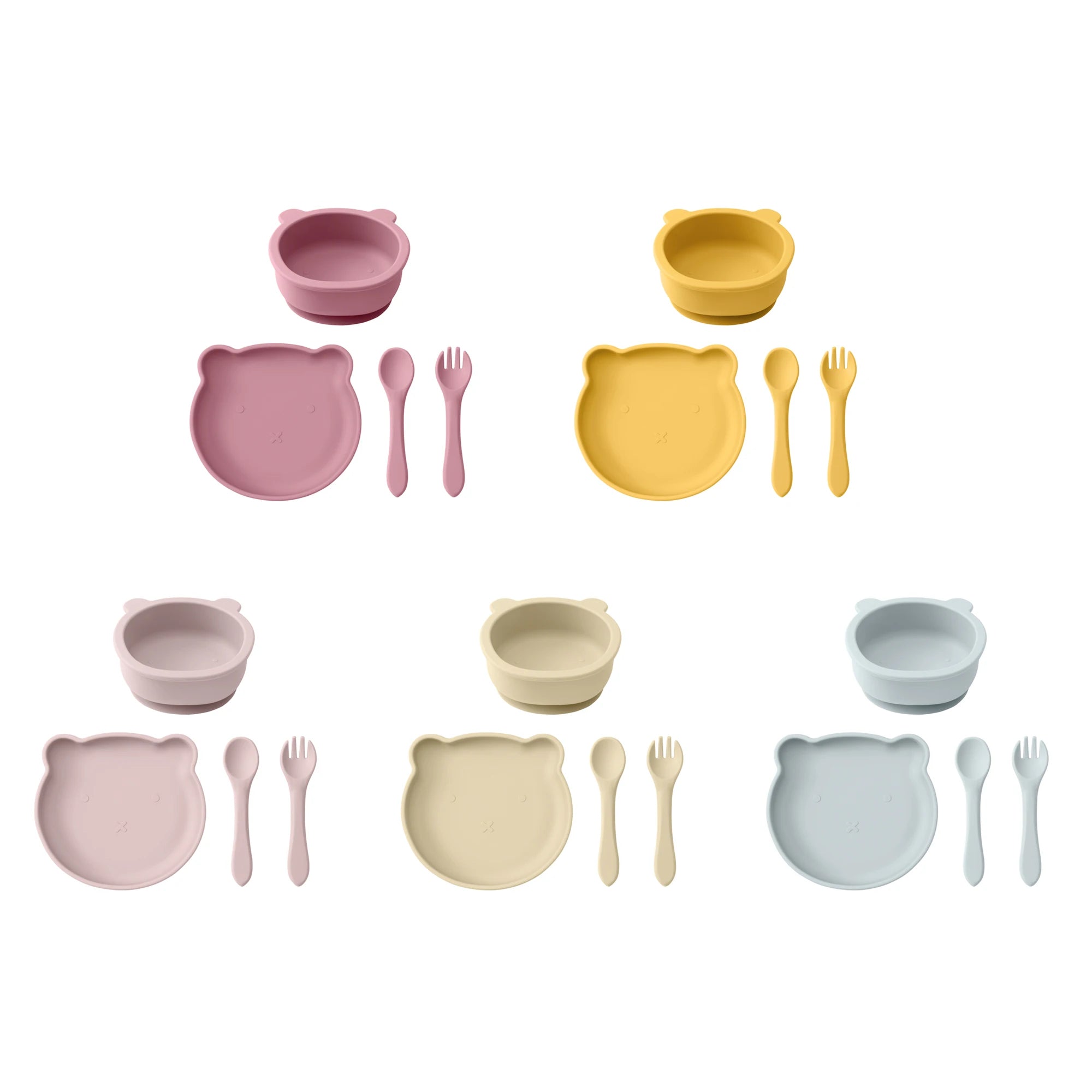 (Set of 4)Children Tableware Set - Baby Silicone Tableware