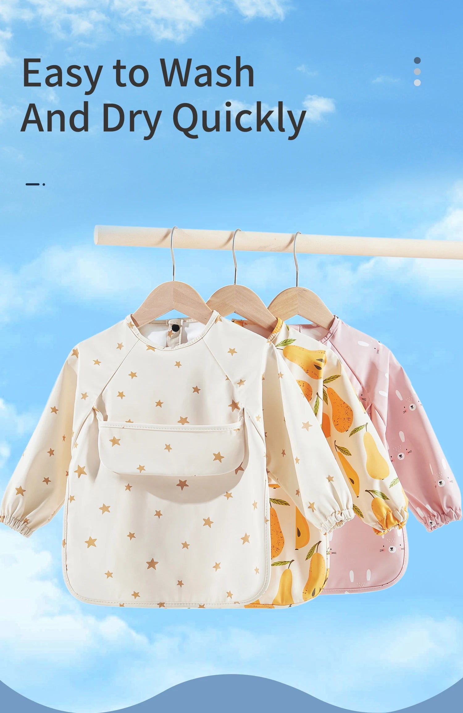 New Baby's Waterproof Long Sleeve Apron with Pocket Toddler Burp Cloth Boys Girls Anti-dirty Art Smock Baby Stuff Denmark bib