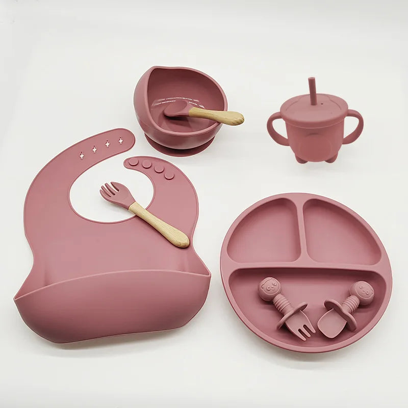 Children’s Silicone Tableware Set – 6/8-Piece Baby Feeding Kit