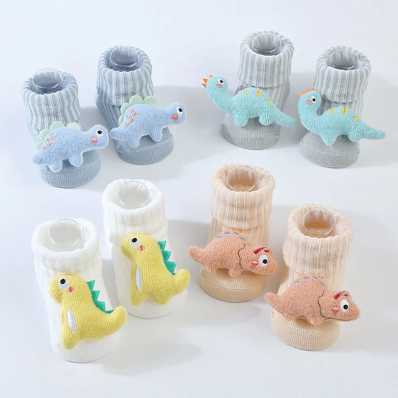 Cute Dinosaur Baby Socks – Soft Cotton Anti-Slip (0–12 Months)