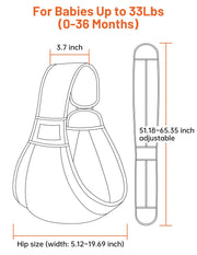 Baby Sling, Adjustable Baby Sling Carrier with Thick Shoulder Straps for Newborn, Infant, Toddler, 0-36 Months (Cartoon)