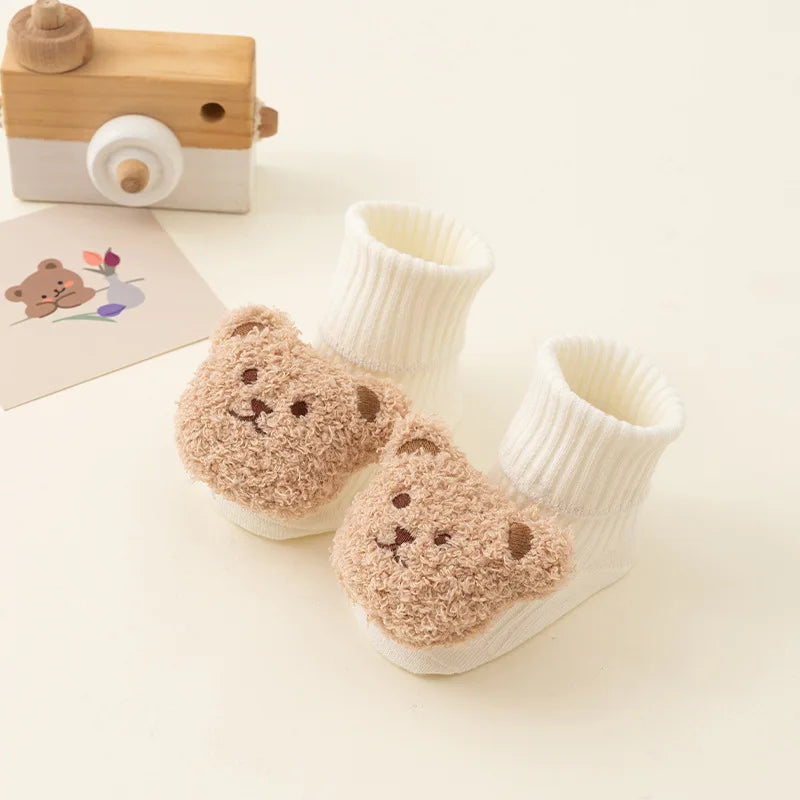 Cute Cartoon Bear Baby Socks – Anti-Slip Cotton (Spring & Autumn)