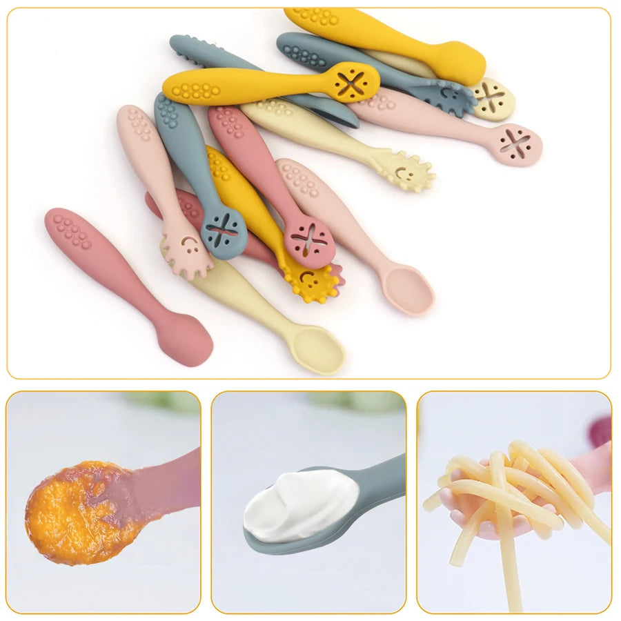 3PCS Baby Learning Spoon Set – Toddler Feeding Utensils