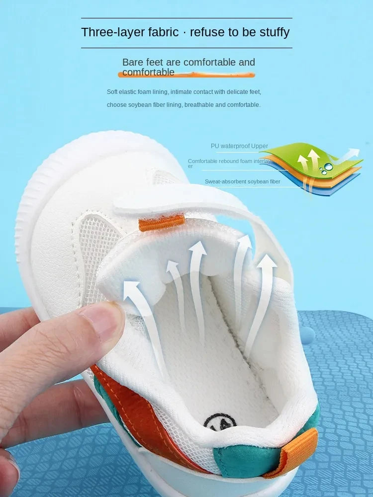 Baby Toddler Shoes Four Seasons 0-3 Year Old Children's Soft Sole Non Slip Shoes Girl Boy Mesh Breathable Walking Single Shoe