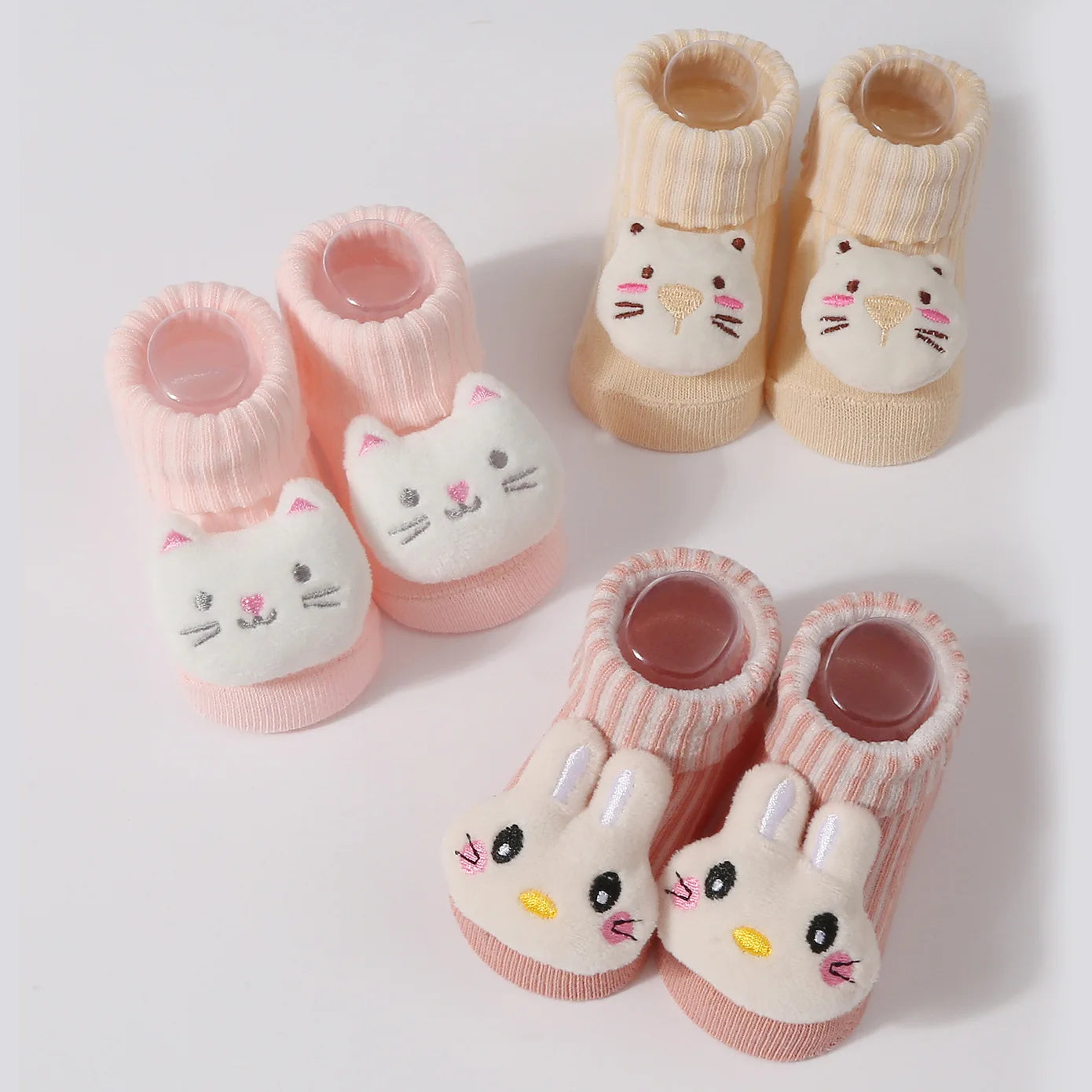 Kawaii 3D Animal Baby Socks – Soft Cotton (0–6 Months)