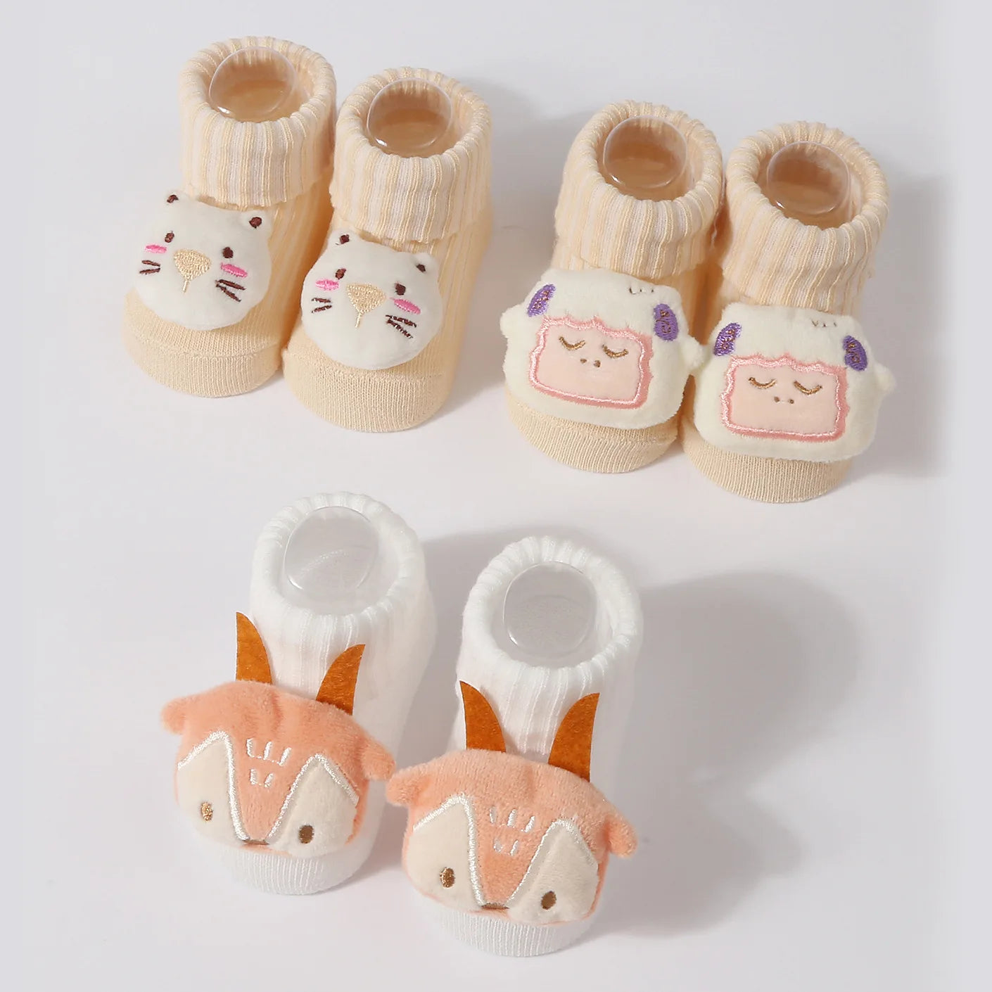 Kawaii 3D Animal Baby Socks – Soft Cotton (0–6 Months)