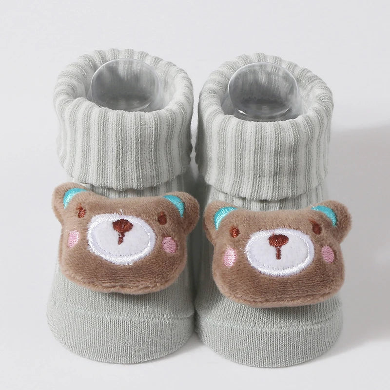 3D Doll Cotton Baby Tube Socks – Newborn (0–6 Months)