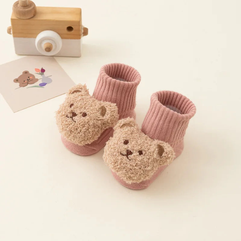 Cute Cartoon Bear Baby Socks – Anti-Slip Cotton (Spring & Autumn)