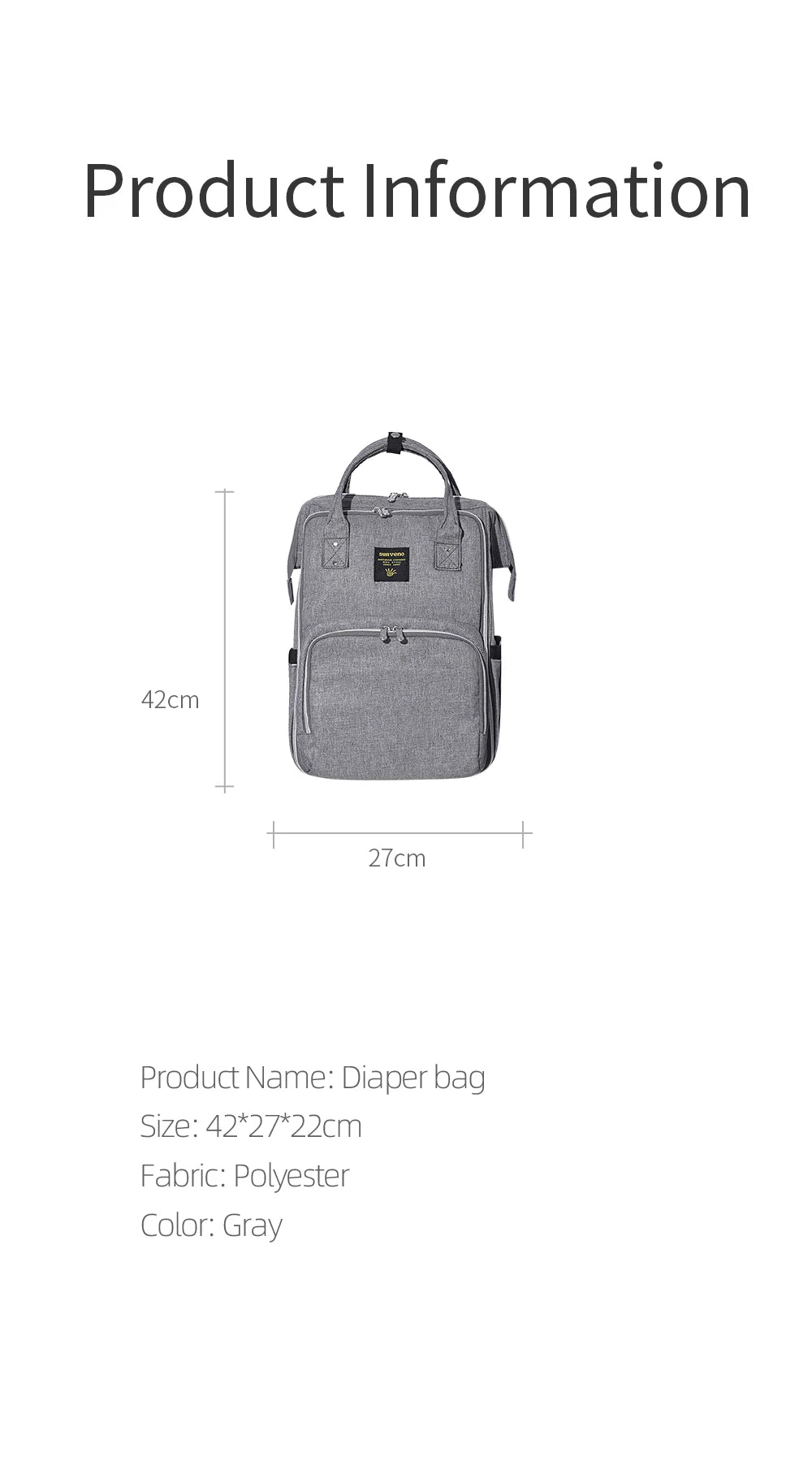 Sunveno Stylish Upgrade Diaper Bag Backpack Multifunction Travel BackPack Maternity Baby Changing Bags 20L Large Capacity