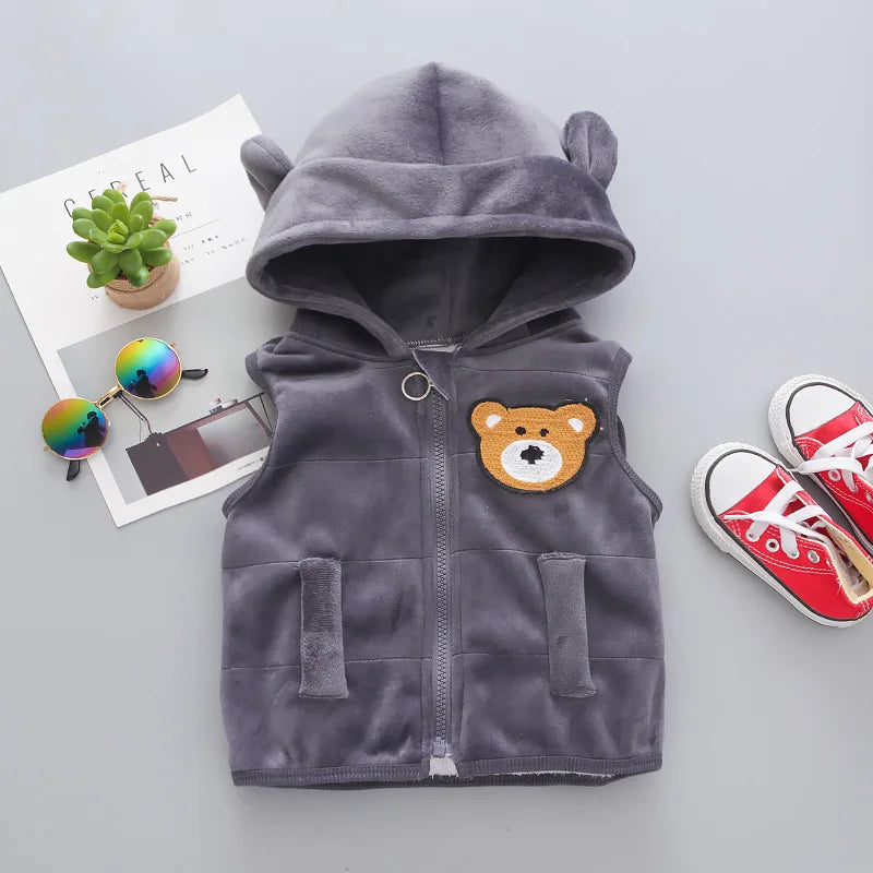 Children's Autumn and Winter Set 2024 Boys and Girls Cartoon Plush Coat+Hooded Vest+Pants Set Baby Warm Three Piece Set 0-4Y