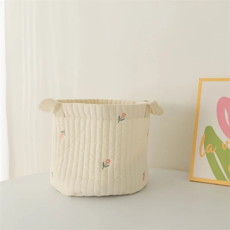 Baby Diaper Storage Bag Toys Blocks Organizer Bag Bedding Mother Tote Bottle Olives Quilted Embroidery Portable Bucket Bags